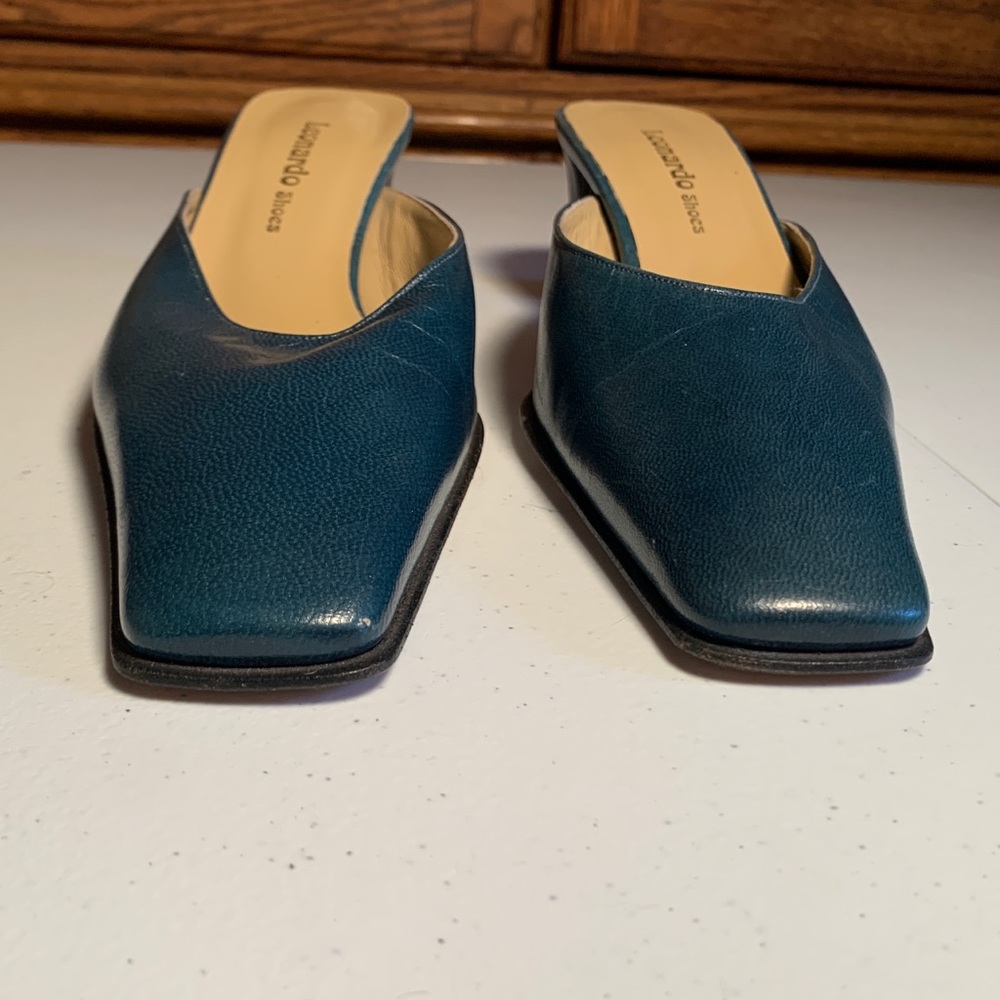 Leonardo Retro Green Leather Slides, 38 - Picture 5 of 7